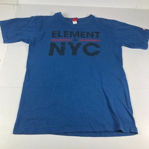 Vintage Element Skateboards Shirt Men's Large Blue Faded NYC New York City Logo